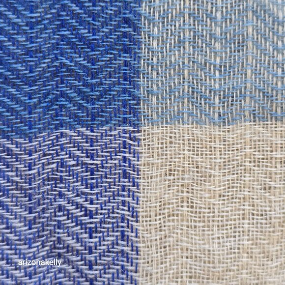 Eileen Fisher Wool Woven Lightweight Scarf Gradient Ombre Buffalo Plaid - Picture 6 of 12